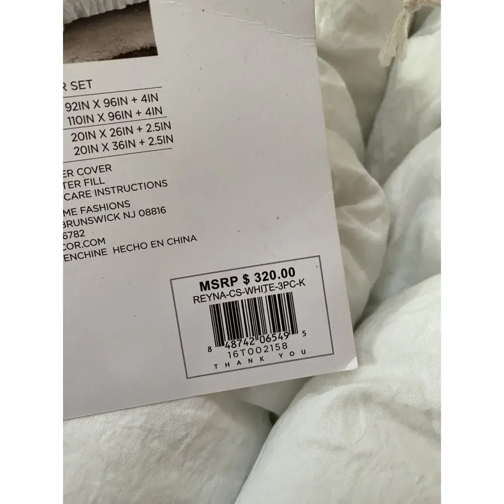 Lush Decor Reyna Cotton Duvet Cover Set White Ruffle Comforter Shabby King